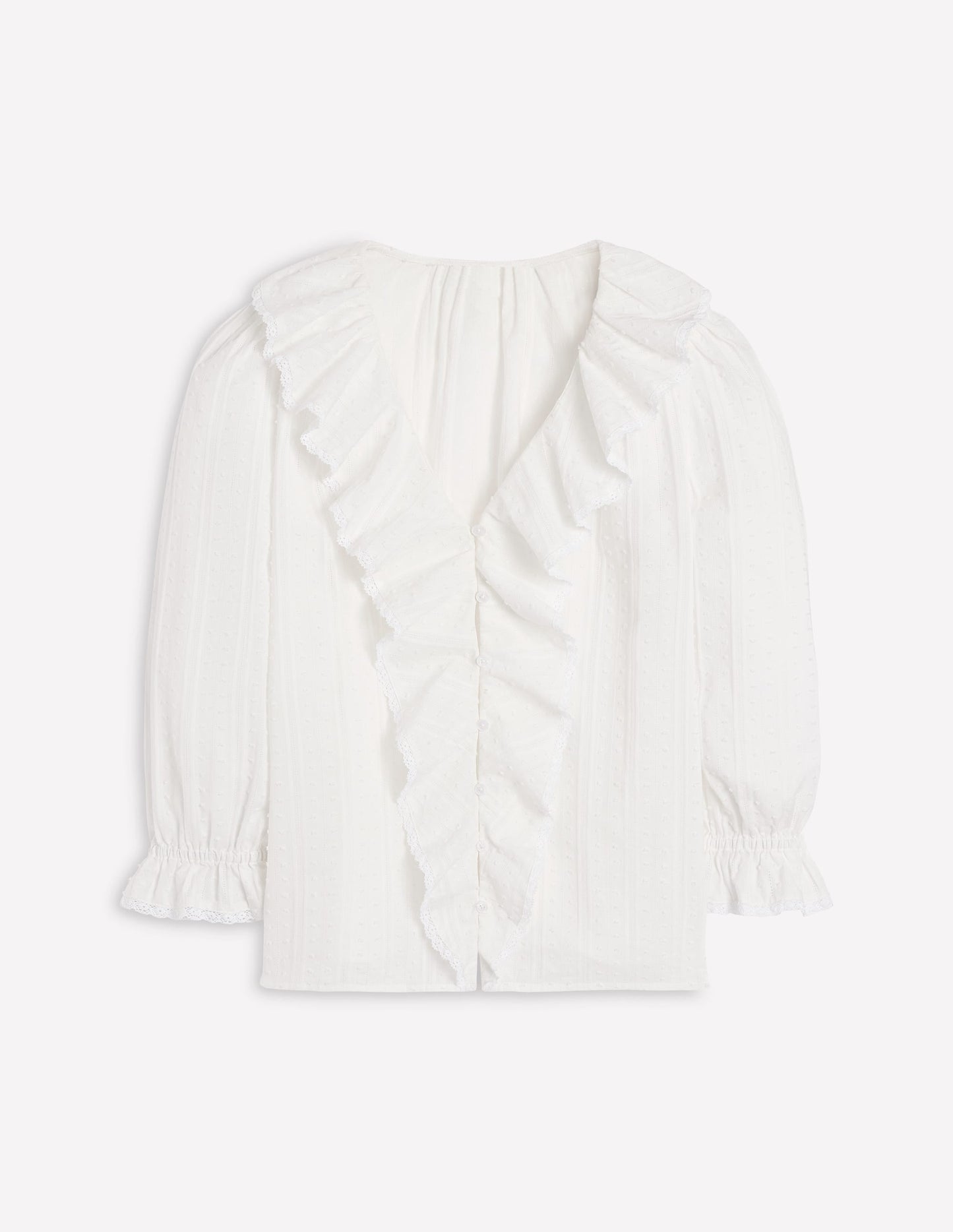 Eliza Ruffle V-Neck Blouse-White