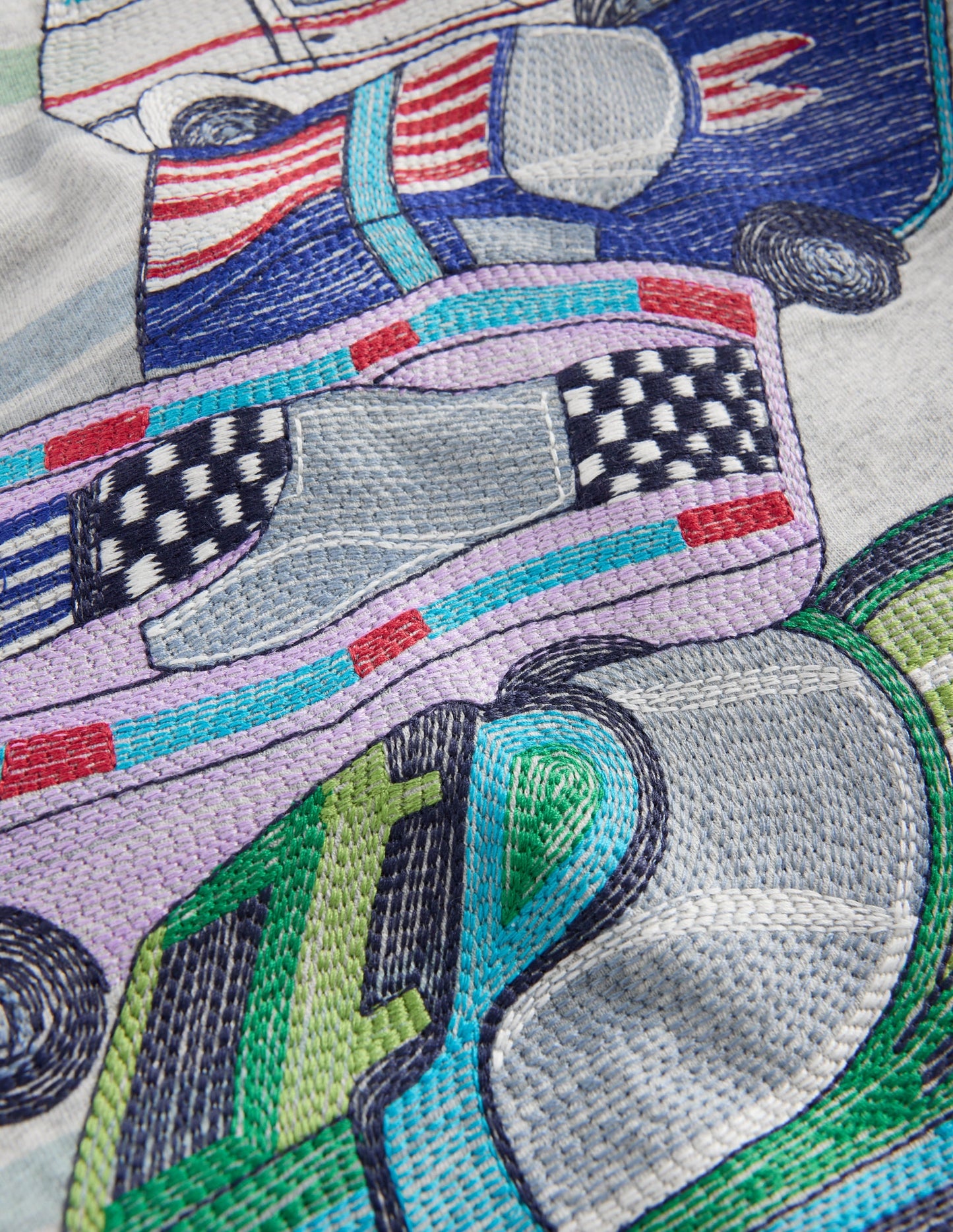 Superstitch Long Sleeve Top-Grey Marl Racing Cars
