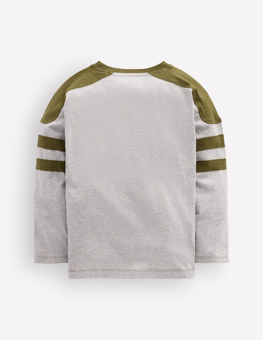 Colour Block T-shirt-Grey Marl