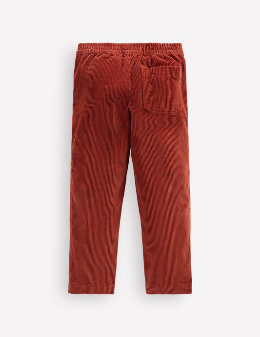 Pull-on Cord Trousers-BURNT HENNA