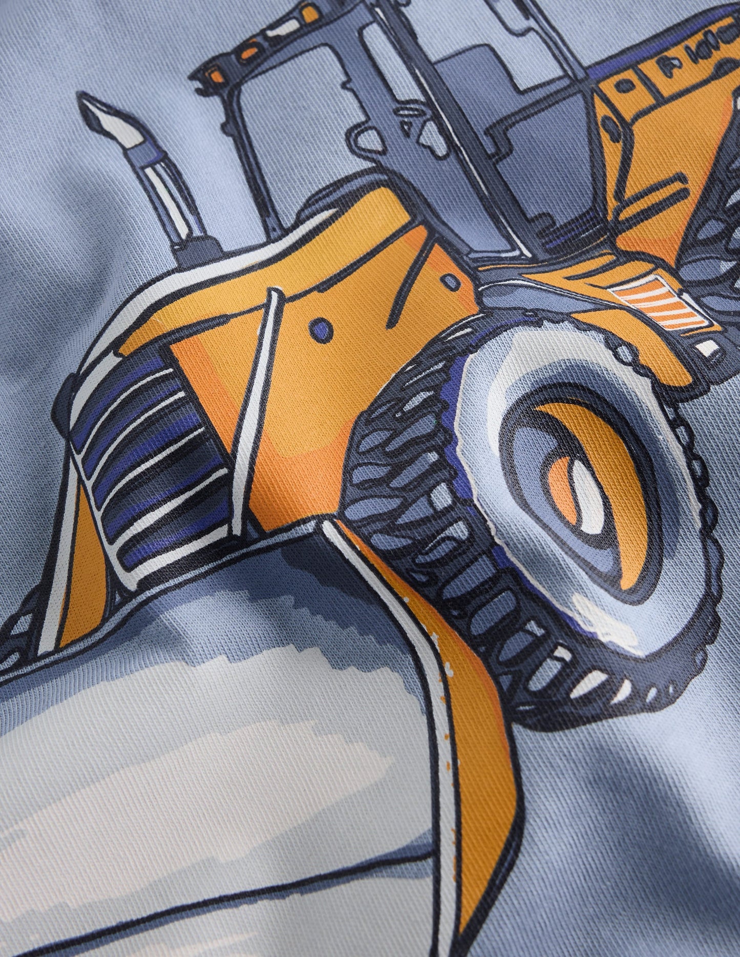 Colour Block Printed T-shirt-French Blue Tractor
