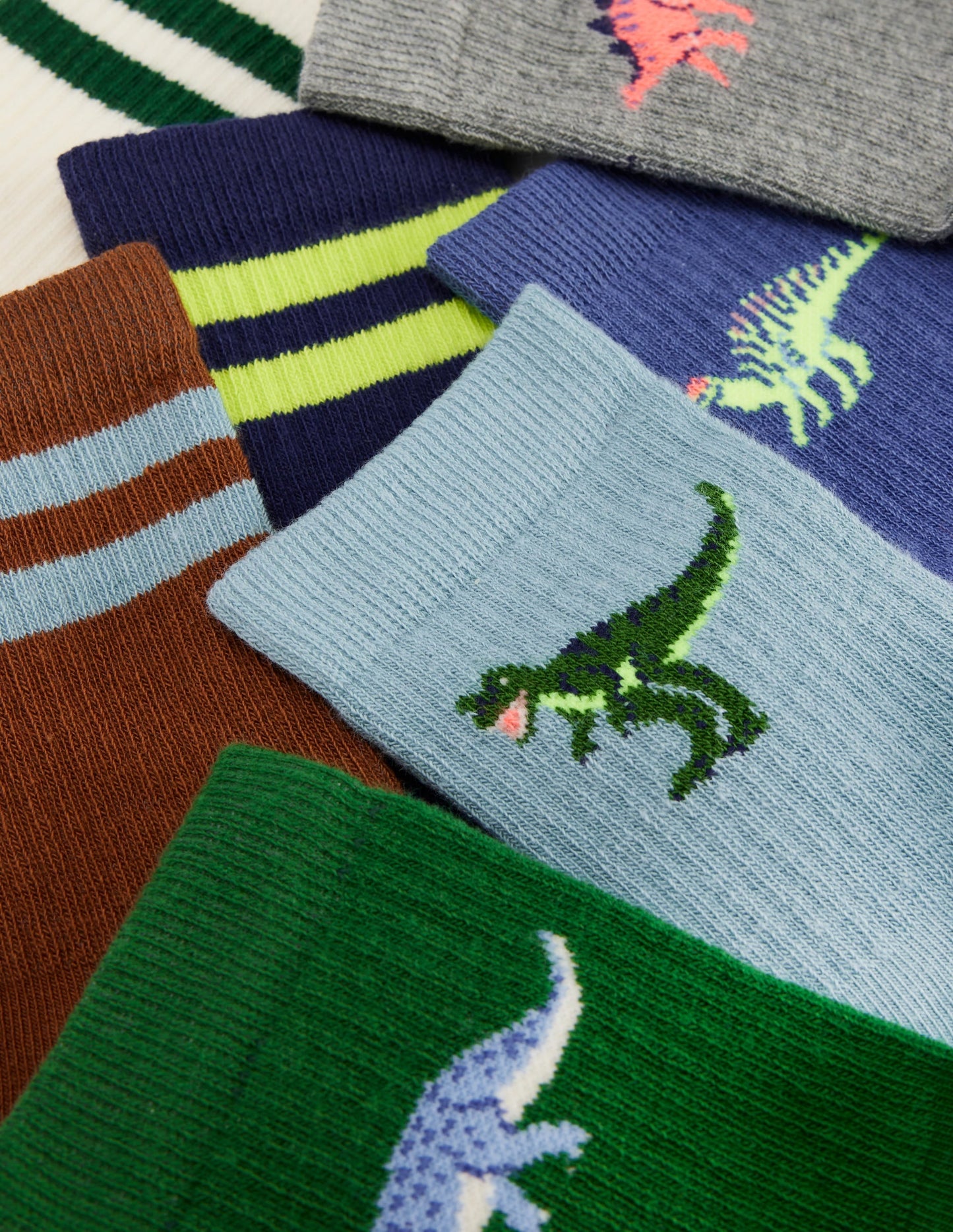 7 Pack Ribbed Socks-Dinos