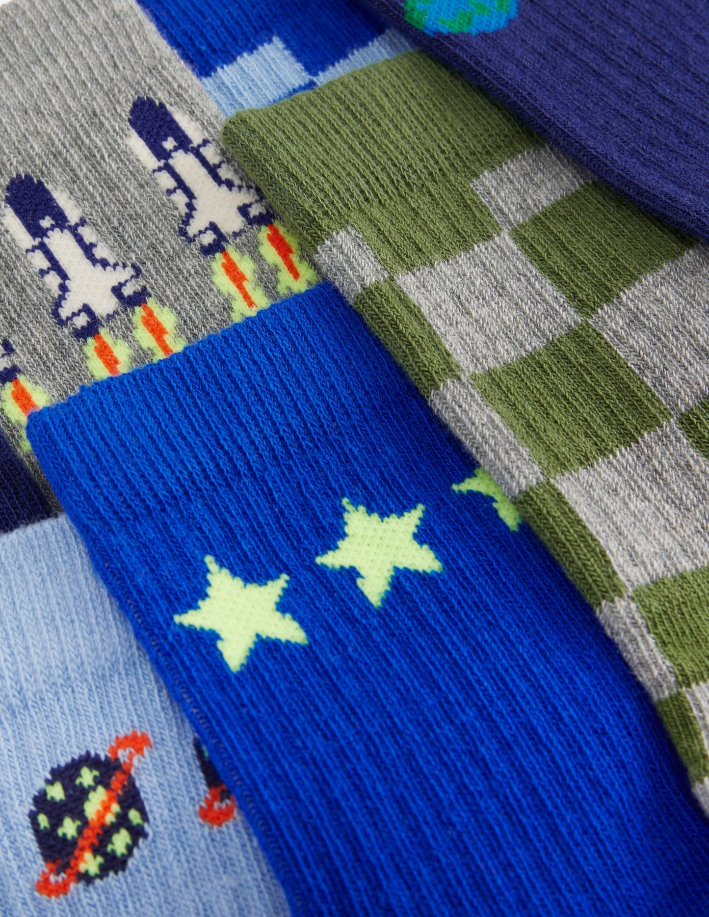 7 Pack Ribbed Socks-Space Checkerboard