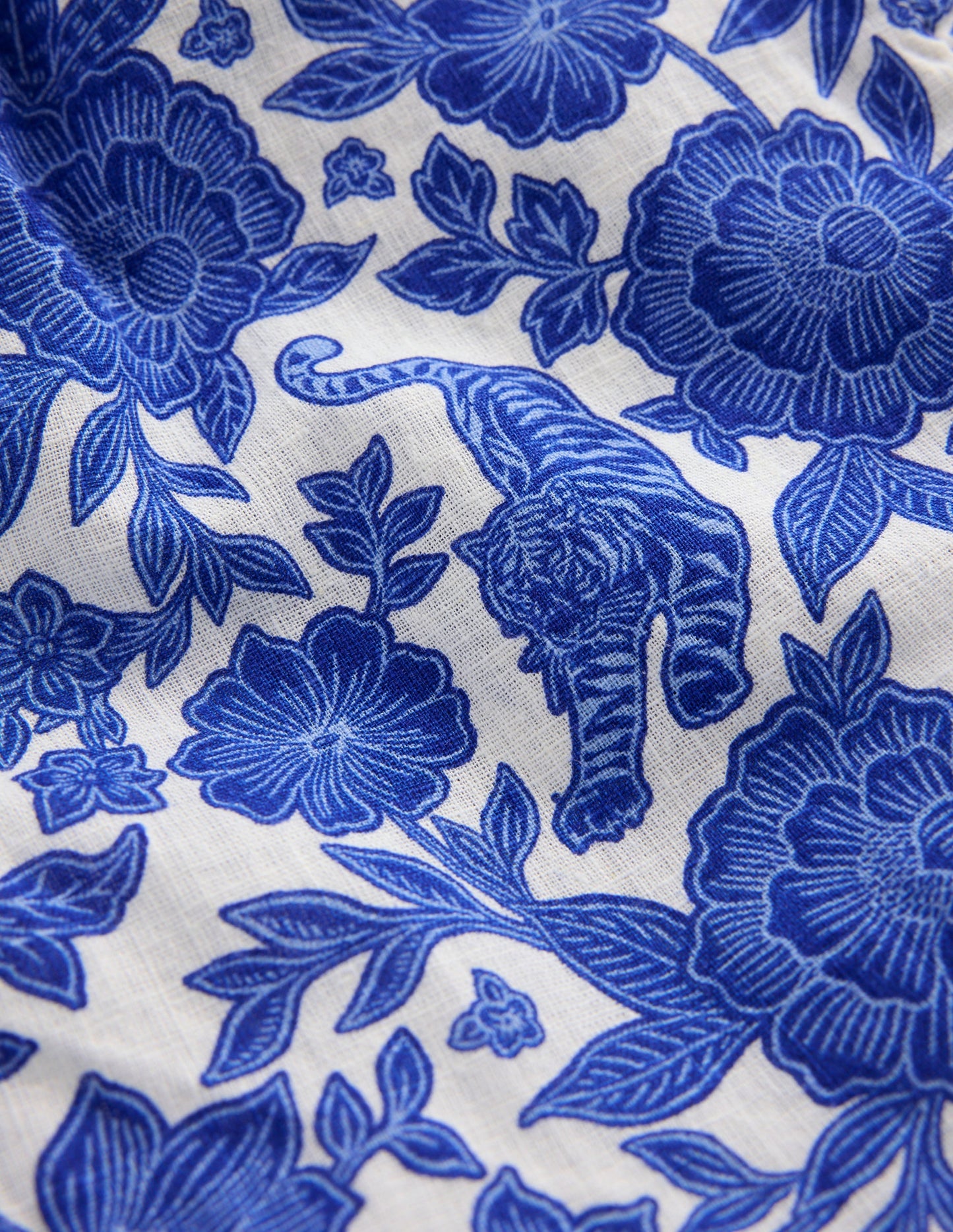 Cotton Linen Shorts-Jungle Woodblock