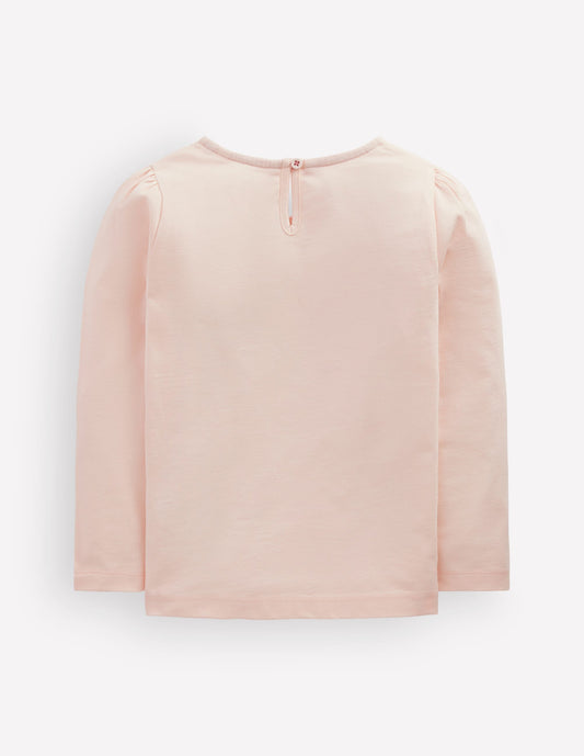 Puff Sleeve Appliqué T-shirt-Botanic Pink Ballerinas