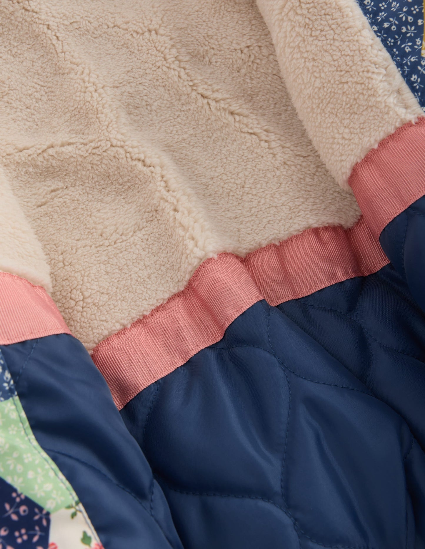 Fun Padded Coat-Patchwork Flowers