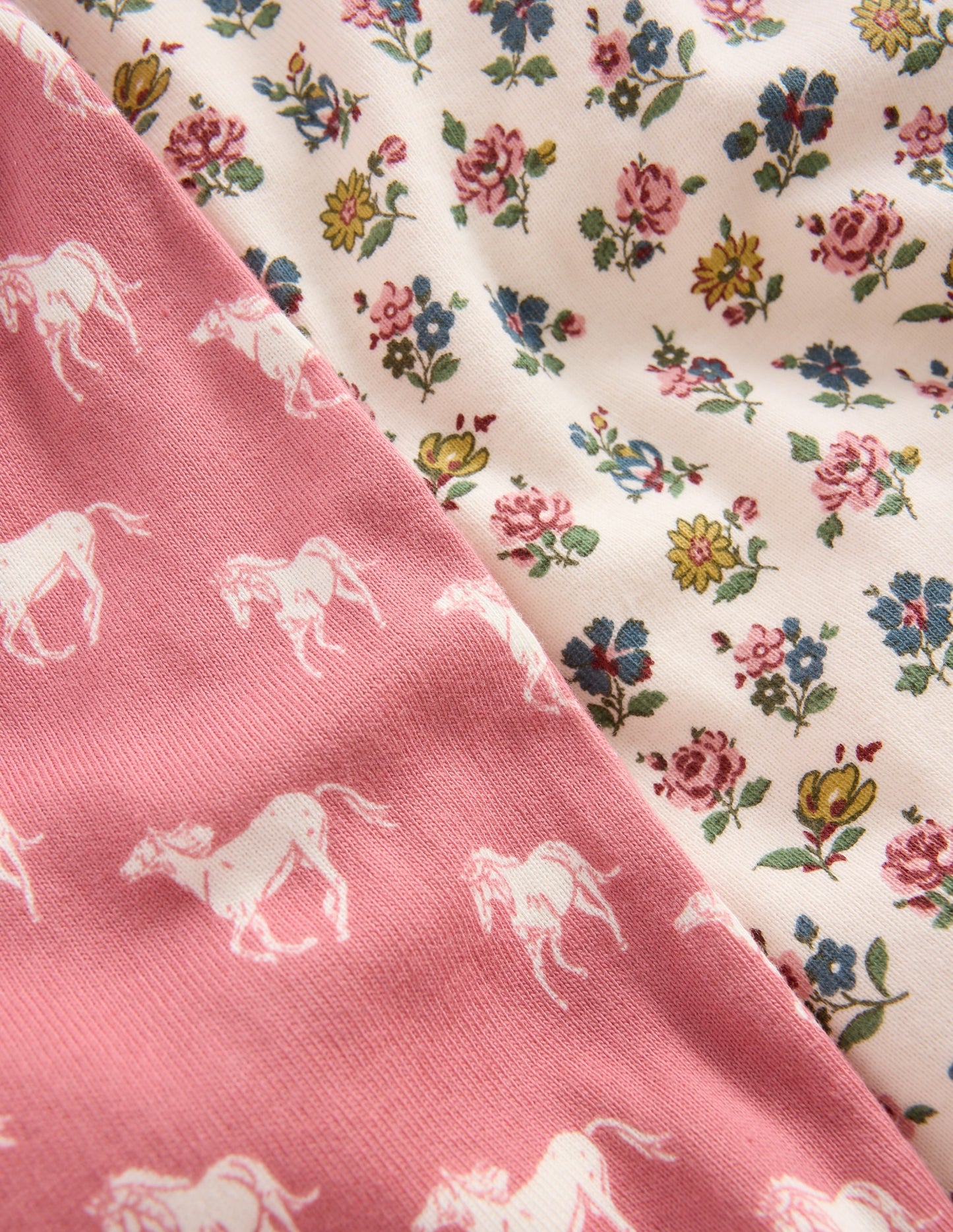 Twin Pack Snug Pyjamas-Vintage Rose Horses