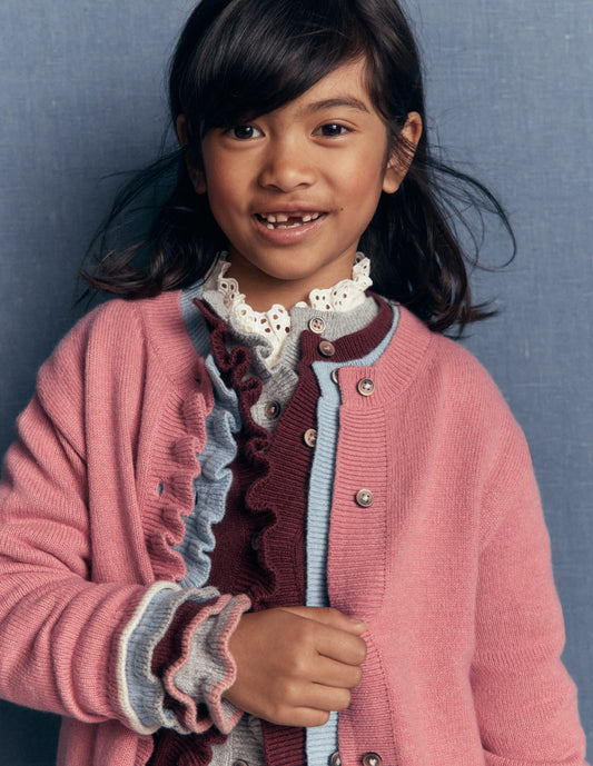 Everyday Frilled Cardigan-Vintage Rose