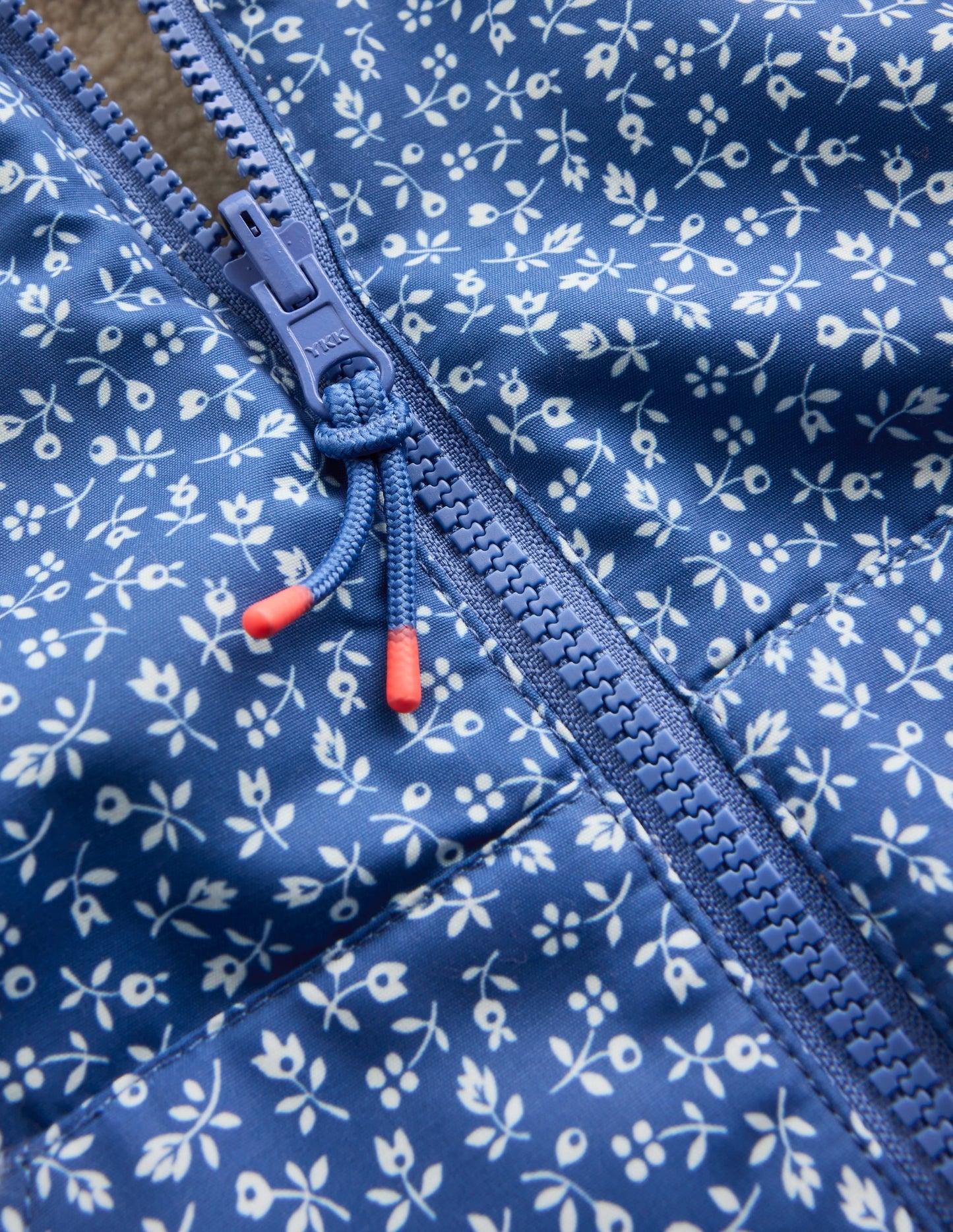 Reversible Borg Hooded Bomber-Bluejay Ditsy Floral