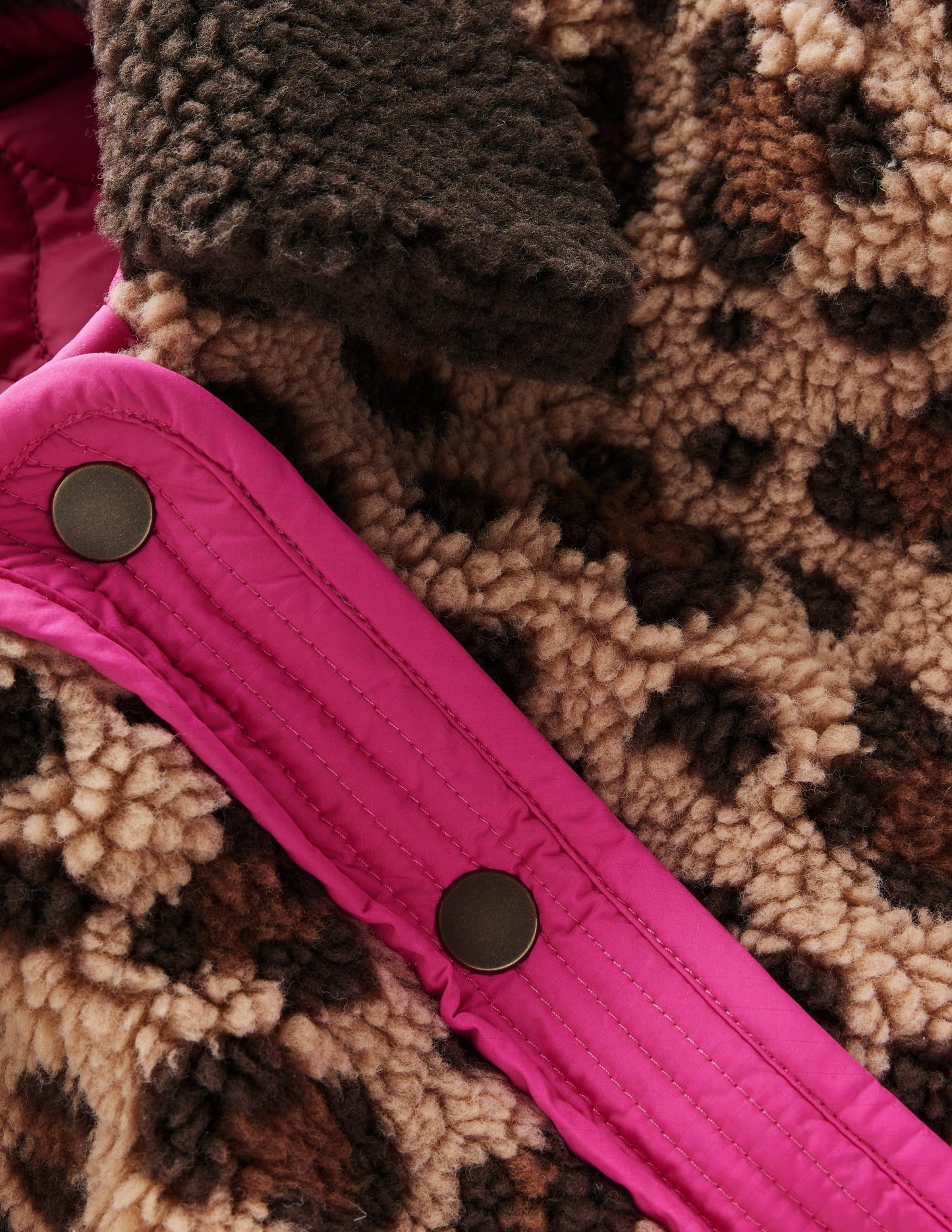 Reversible Borg Quilted Jacket-Leopard Multi