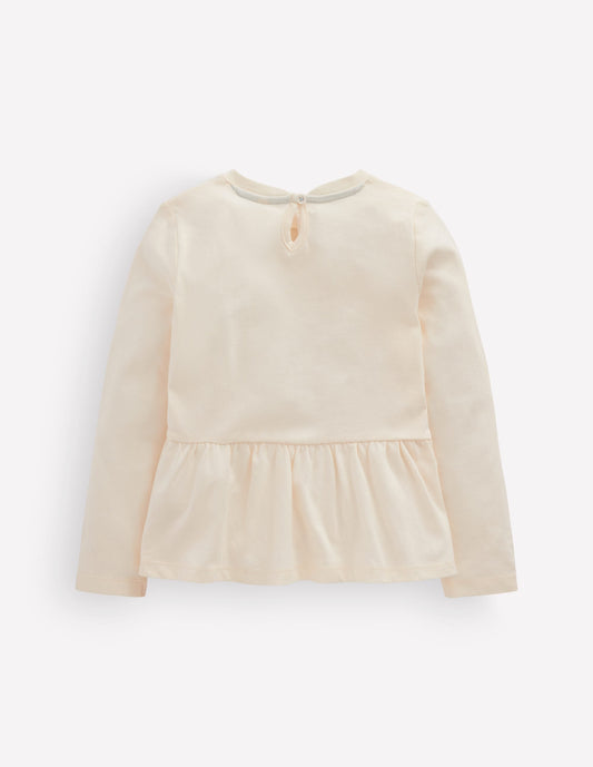 Long Sleeve Peplum Top-Soft Ivory
