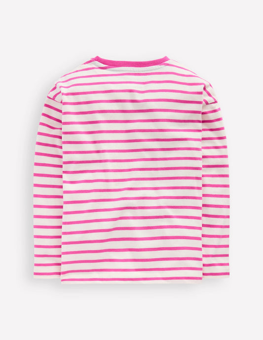 Stripe Breton-Tickled Pink/Ivory