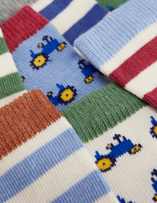 7-pack Baby Socks-Tractors