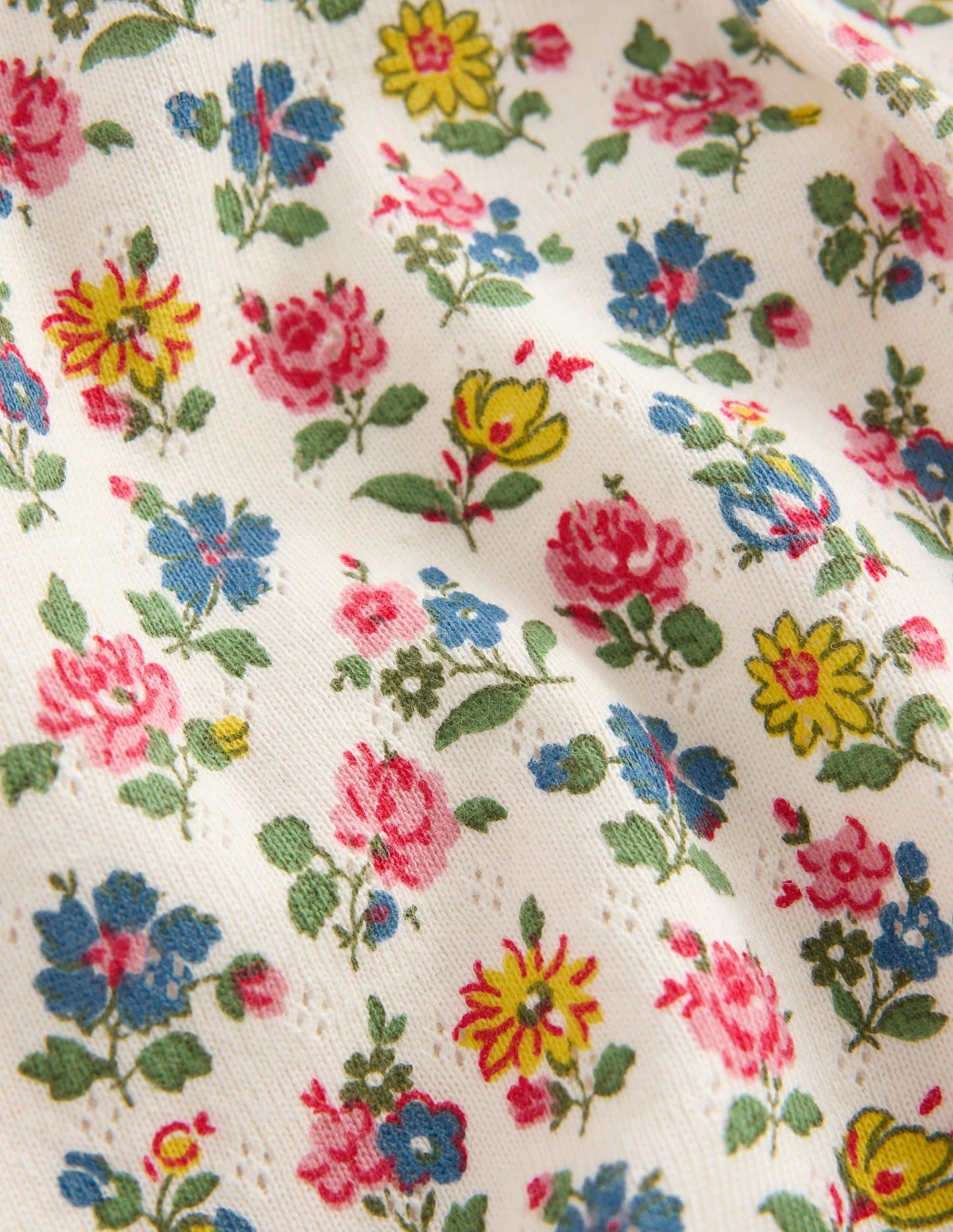 Cotton Pointelle Top-Multi Floral Print