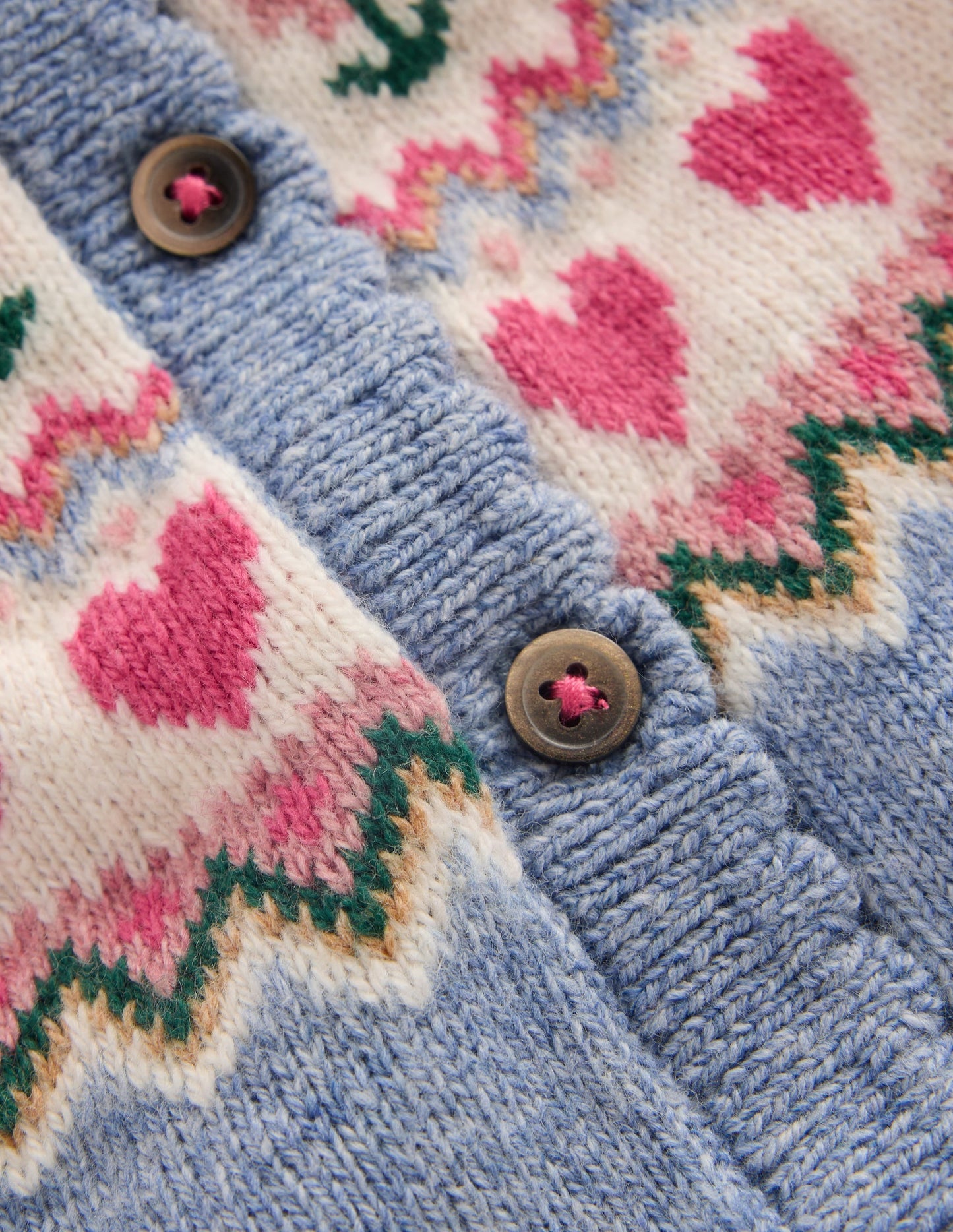 Fair Isle Cardigan-Glacier Blue Marl