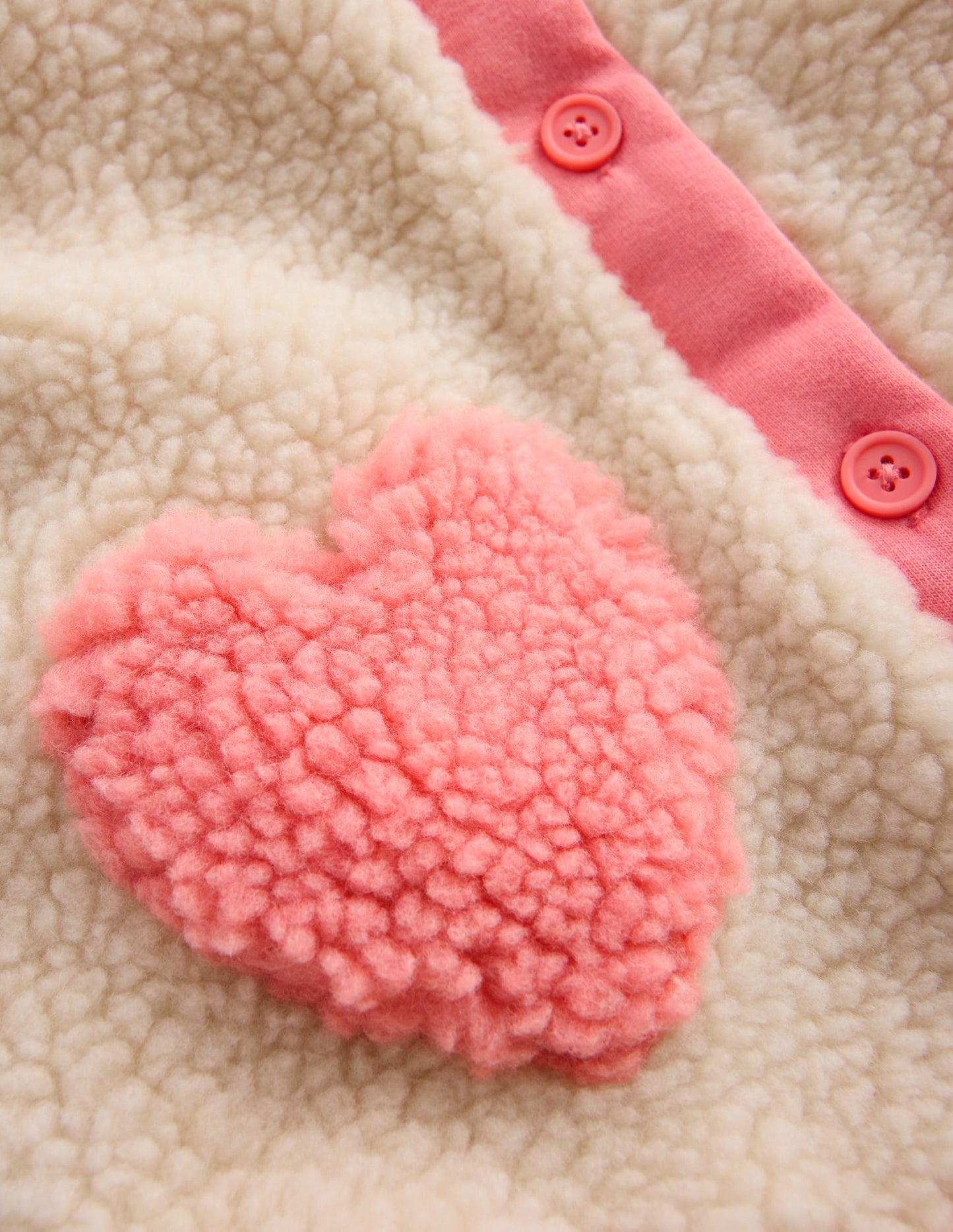 Borg Collared Jacket-Neutral/Pink Heart