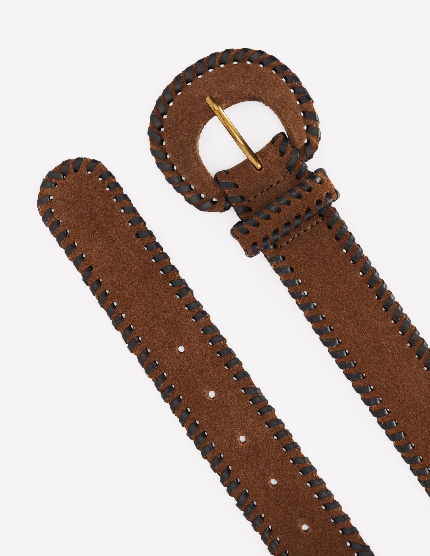 Covered Whipstitch Belt-Raw Umber/Black