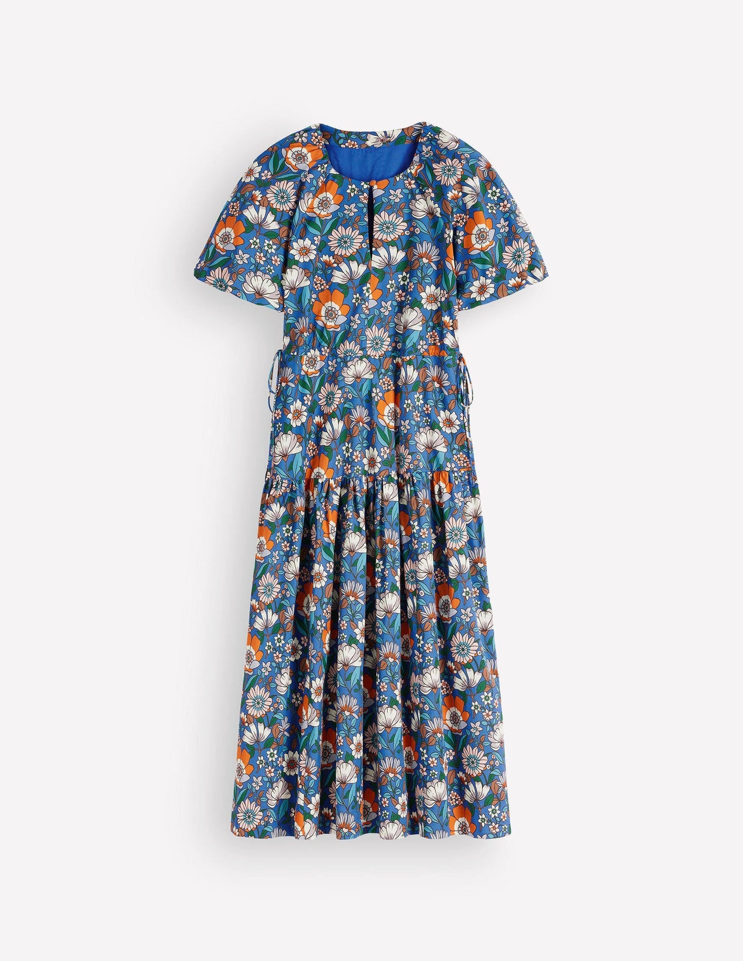 Draw Waist Cotton Dress-Multi, Floral Field