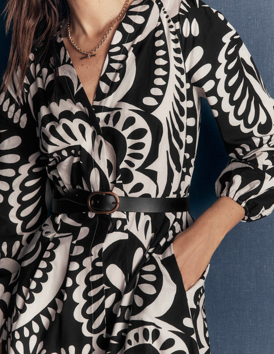 Nicola Cotton Midi Dress-Black, Flourishing Medley