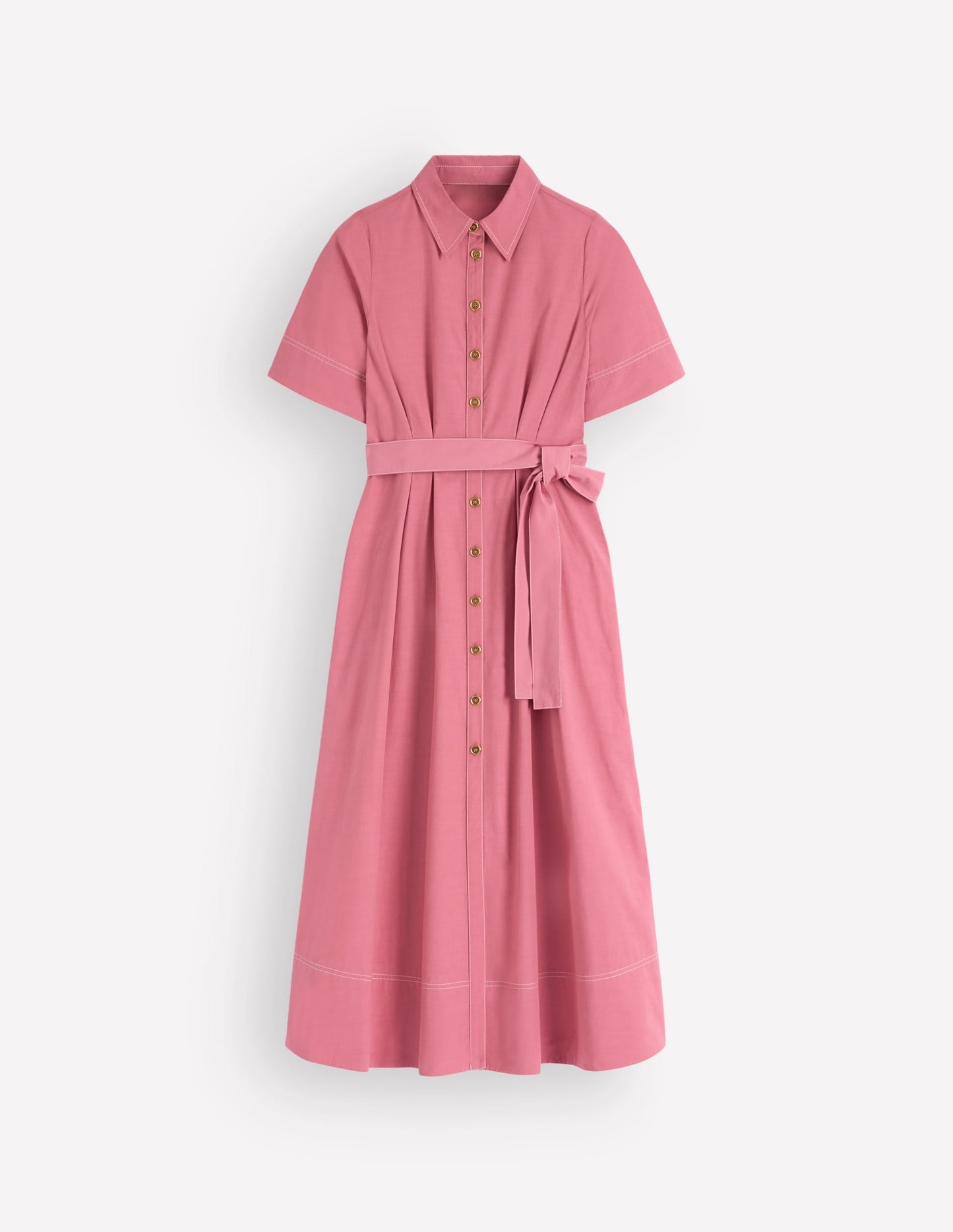 Sarah Cotton Midi Shirt Dress-Pink Heather