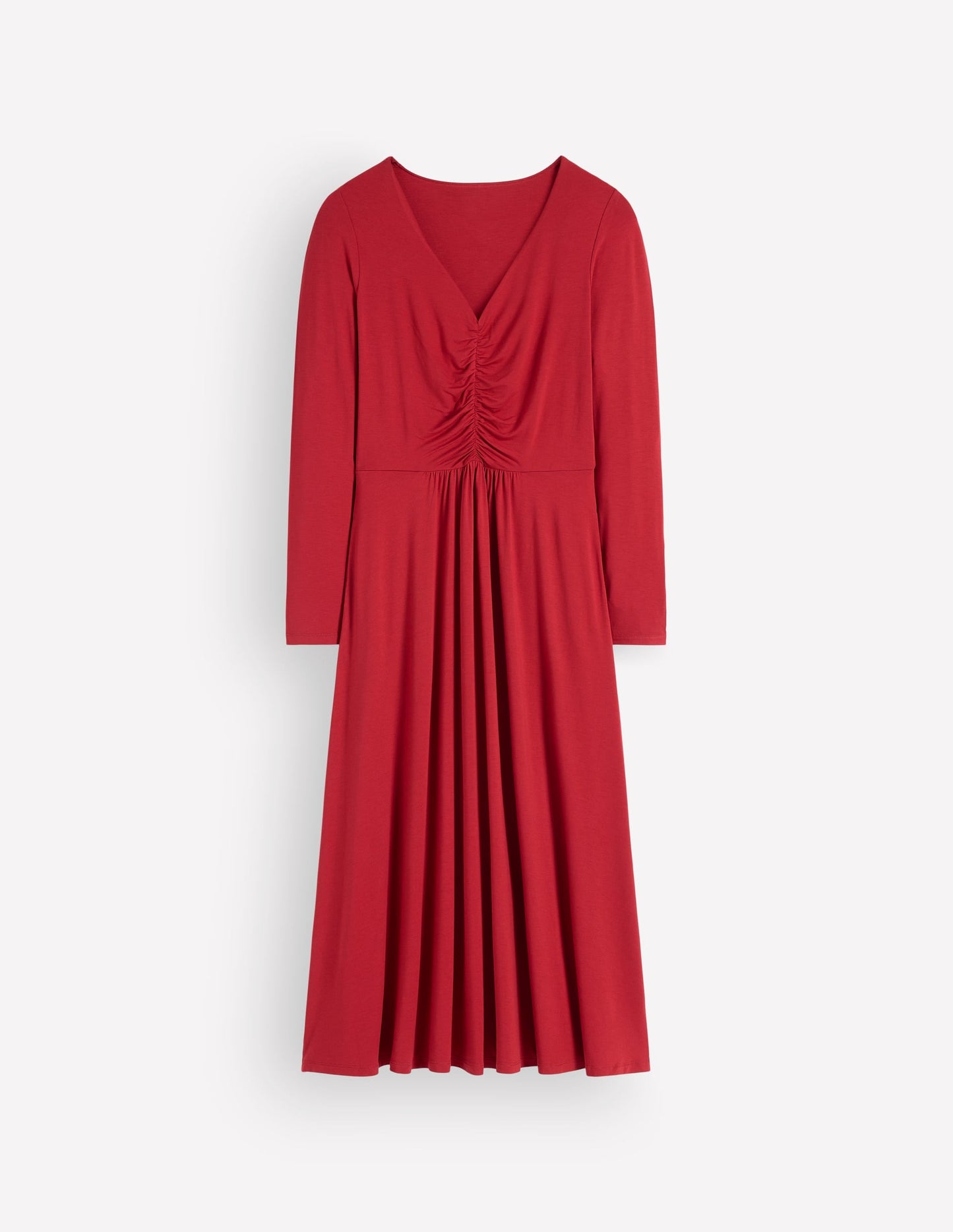 Jasmine Ruched Jersey Dress-Crimson Red