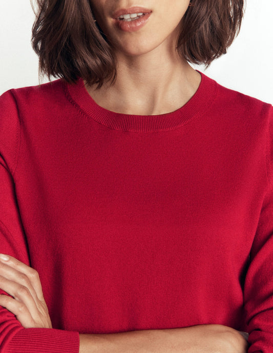 Camilla Cotton Crew Jumper-Crimson Red