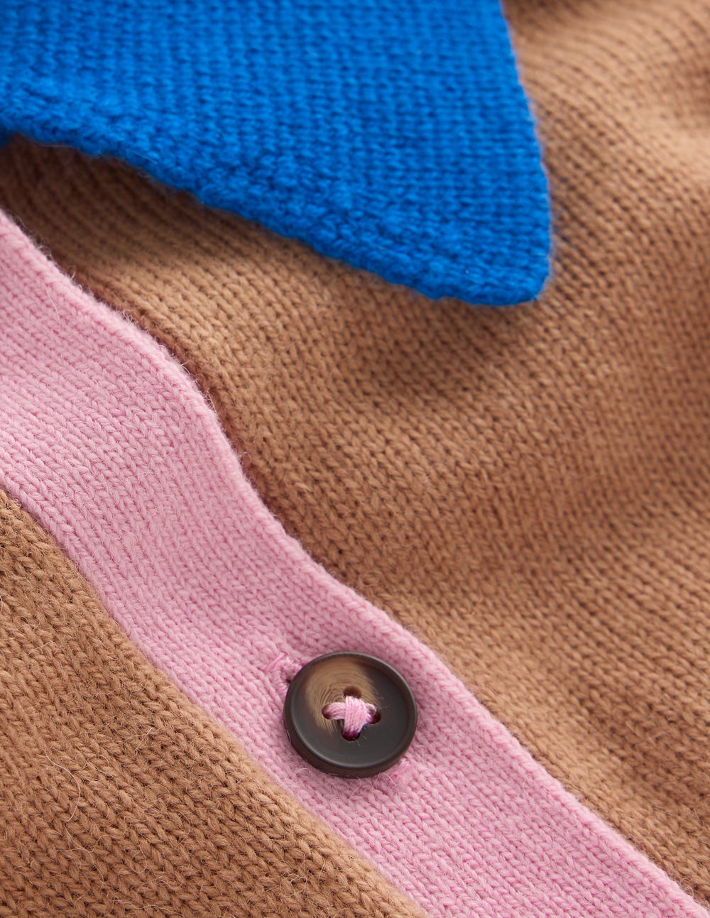 Ariadne Wool Blend Cardigan-Camel Melange, Colour Block