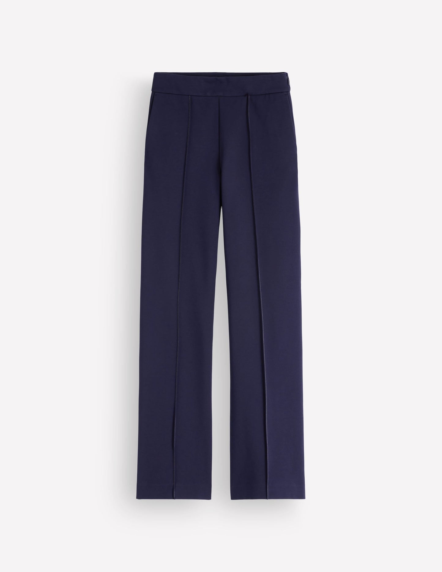 Straight Leg Ponte Trousers-Navy Contrast Stitch