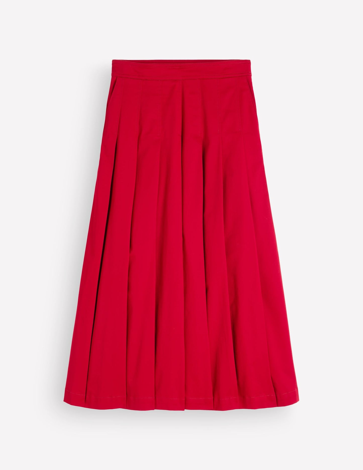 Aya Cotton Sateen Midi Skirt-Crimson Red