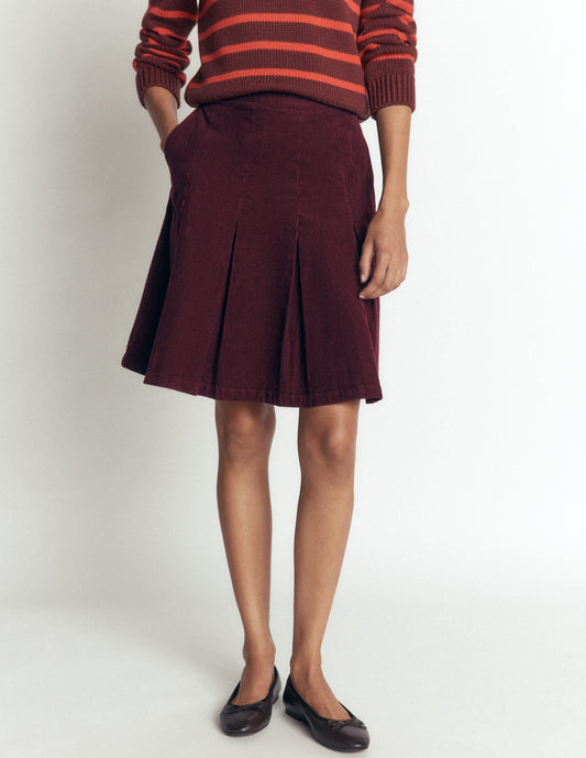 Flippy Cord Skirt-Dark Cherry