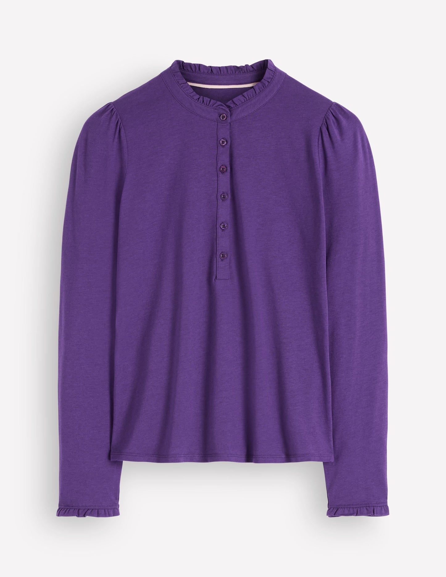 Supersoft Frill Henley Top-Calla Lilly Purple