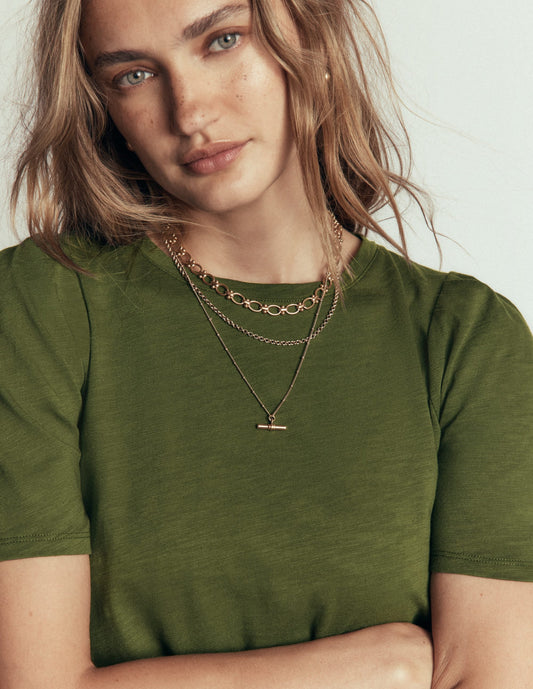 Sophie Puff Sleeve T-shirt-Brunswick Green