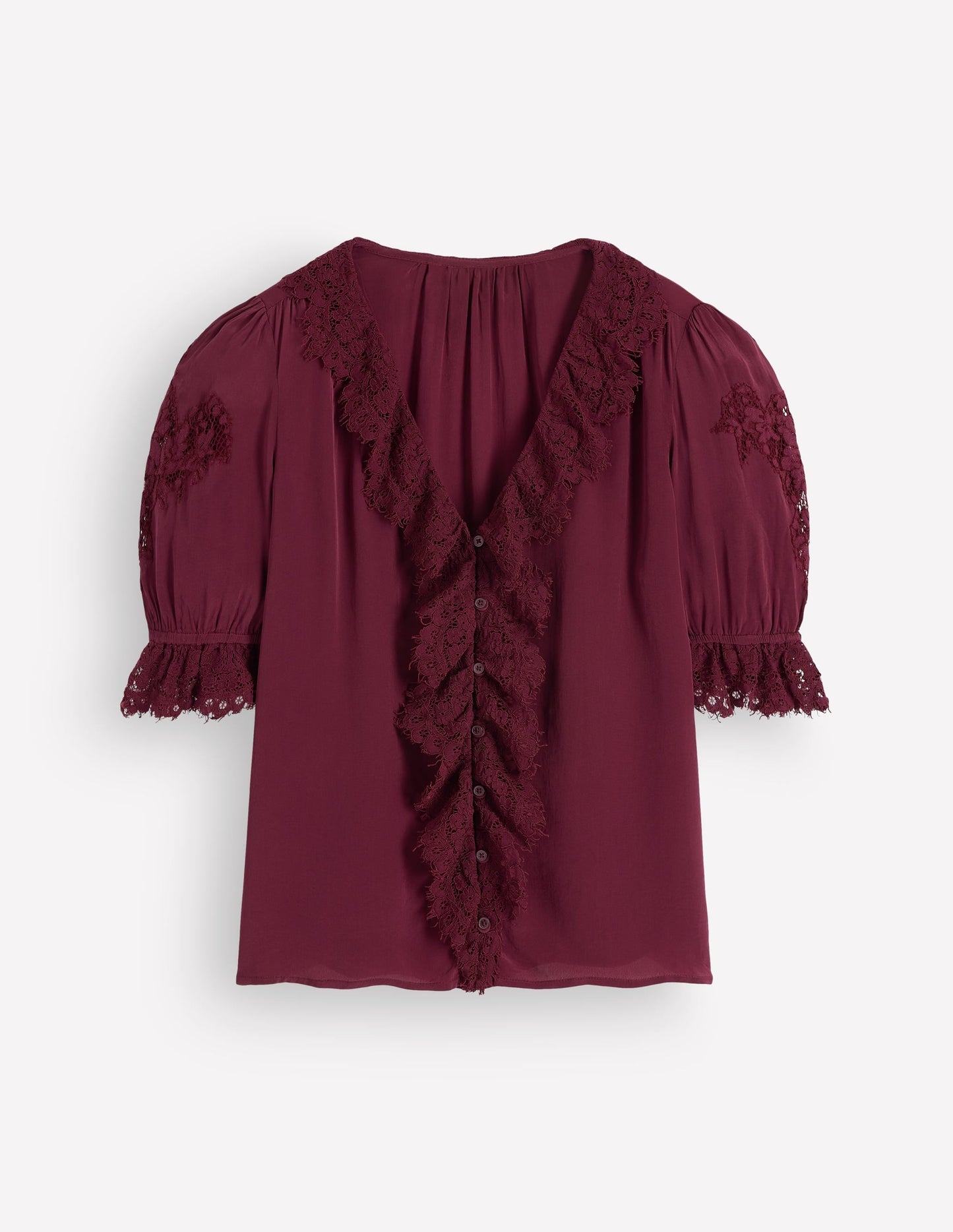 Ruffle V-neck Lace Top-Deep Wisteria