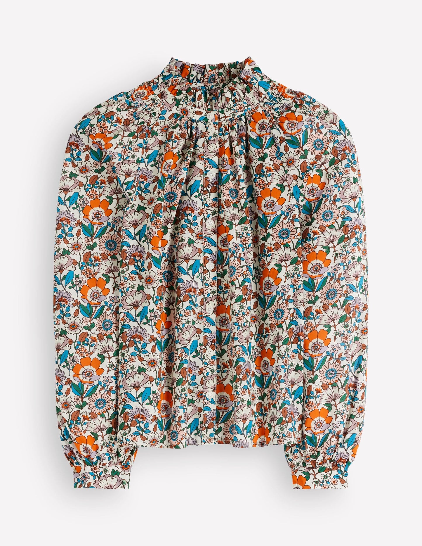 Erica Cotton Frill Top-Ivory, Floral Field