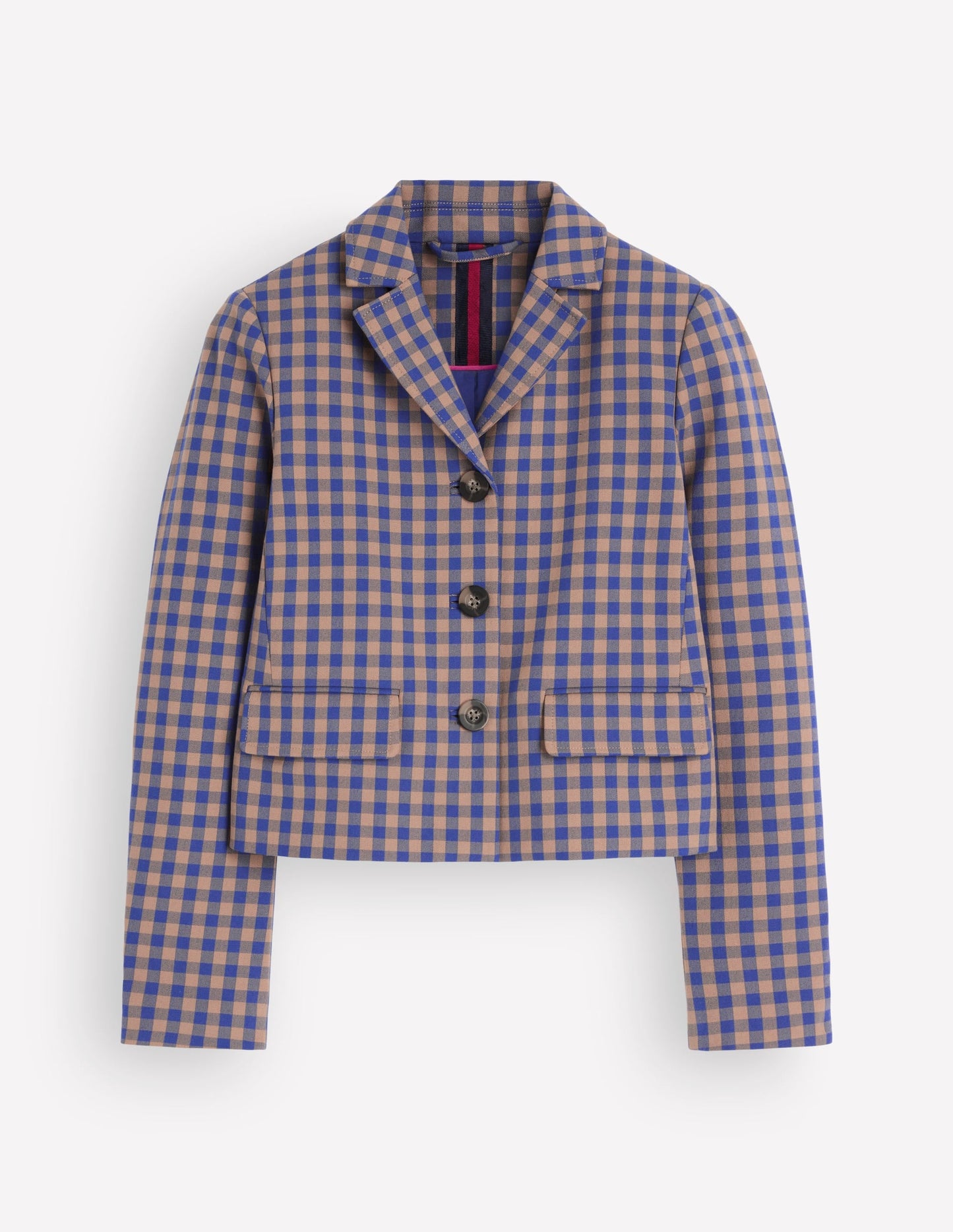 Dartmouth Cotton Blazer-Camel, Blue Gingham