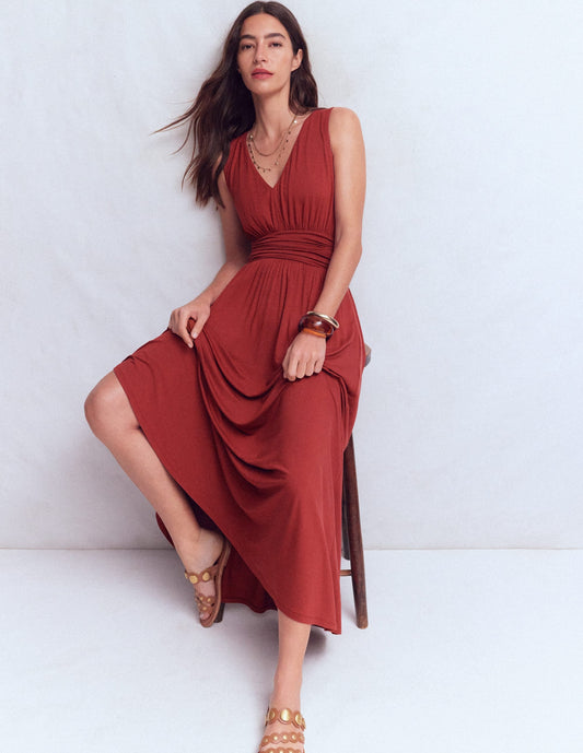 Elodie Jersey Maxi Dress-Rich Chestnut