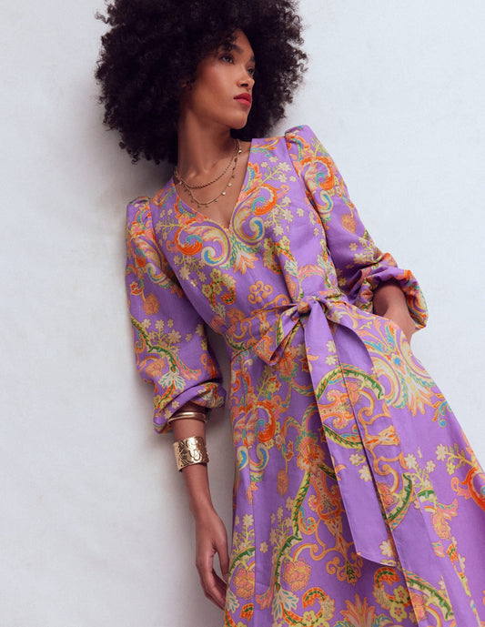 Florence Linen Blend Dress-Multi Enchanting Bouquet