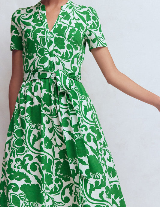 Naomi Jersey Midi Dress-Emerald, Flourishing Meadow