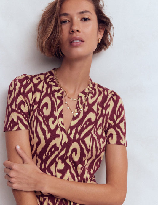 Naomi Jersey Midi Dress-Deep Wisteria, Ikat