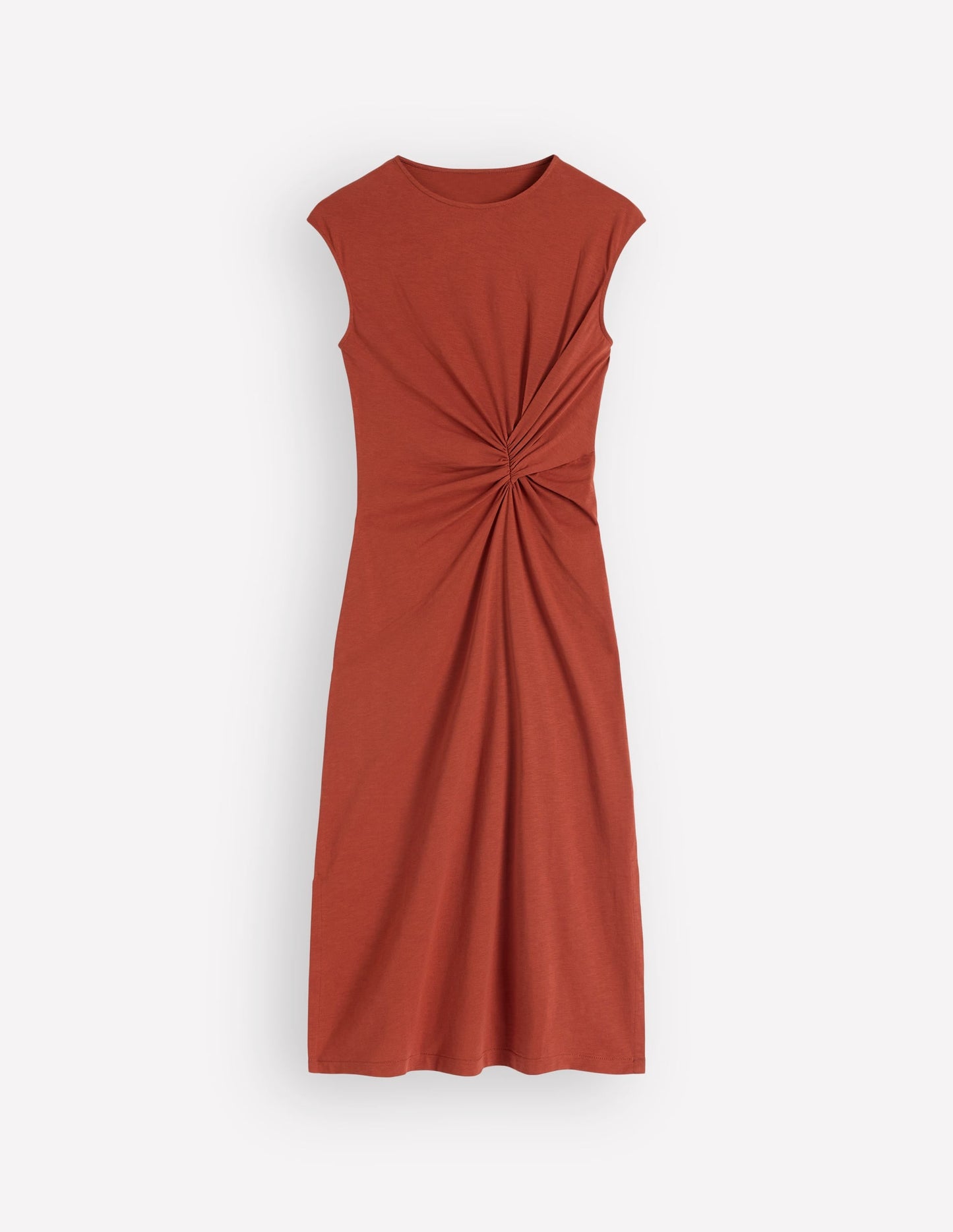Delilah Twisted Midi Dress-Burnt Orange