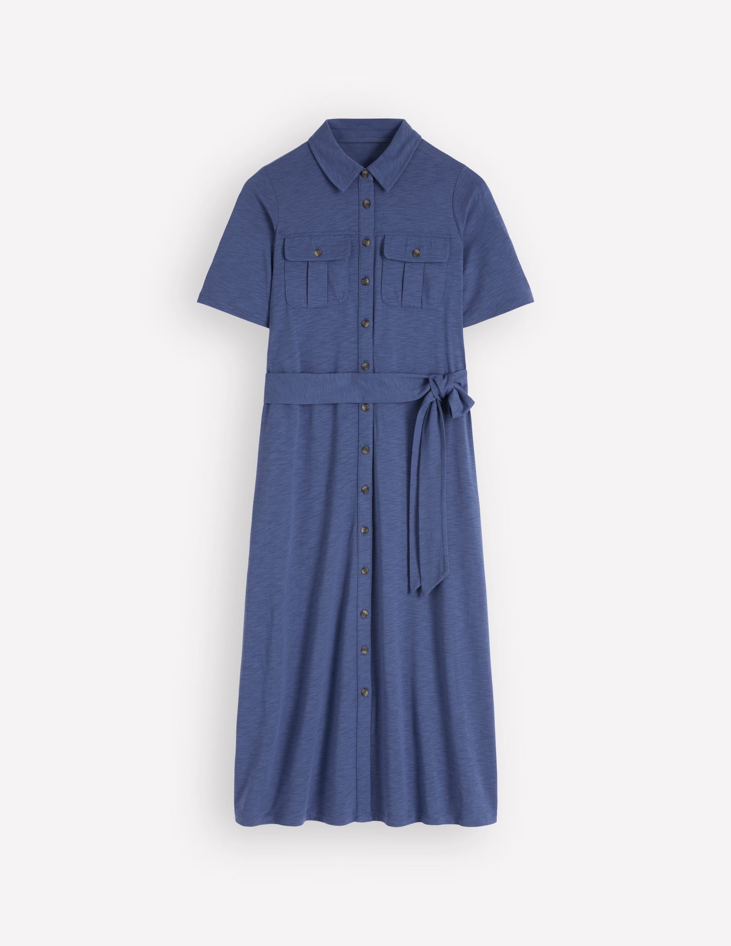 Mavis Midi Jersey Shirt Dress-Denim Blue