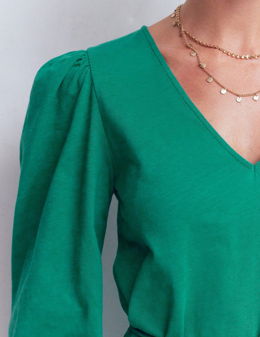 Cary V-Neck Short Dress-Deep Teal