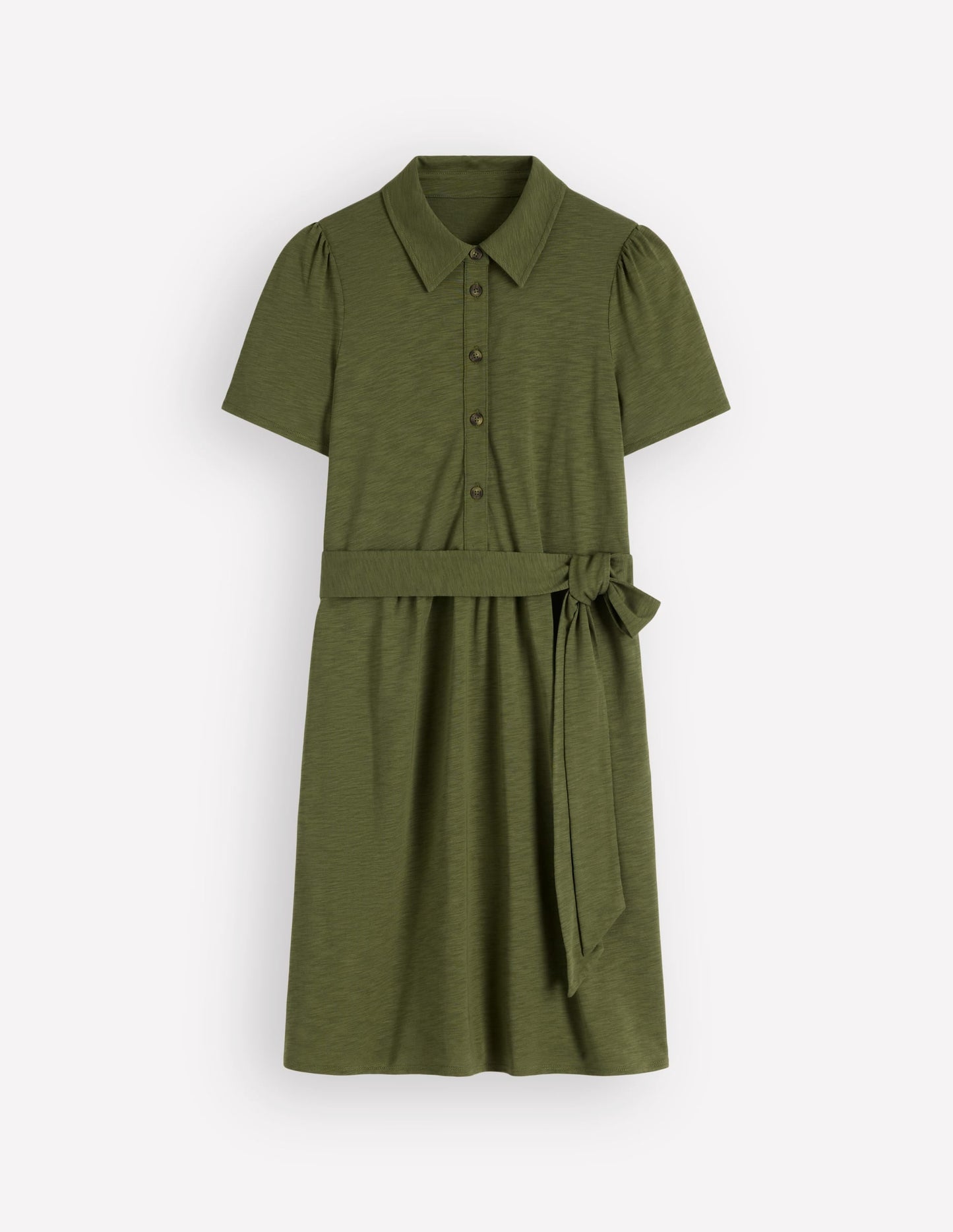 Patti Short Jersey Shirt Dress-Woodland Green