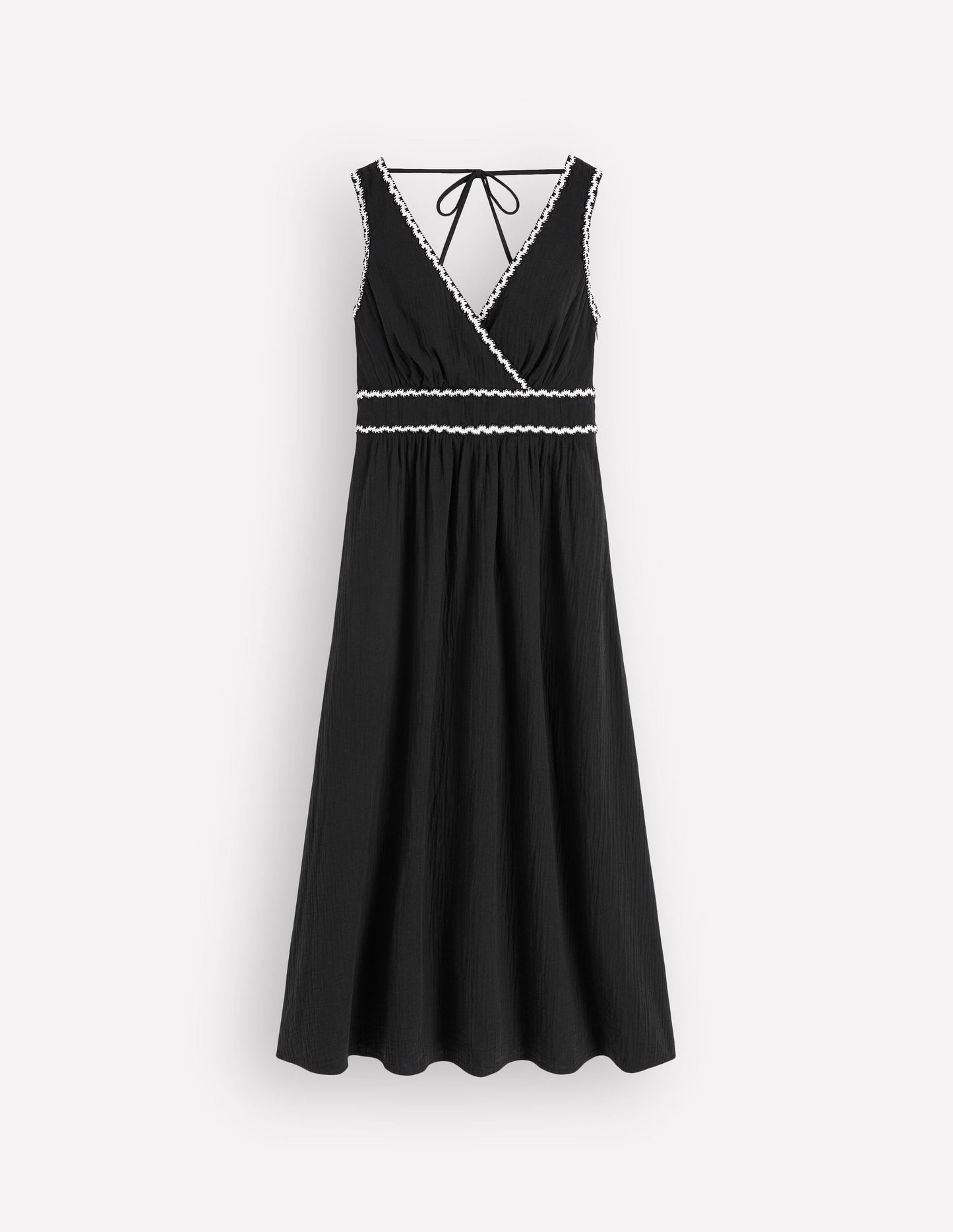 Lorna Trim Double Cloth Dress-Black Ivory