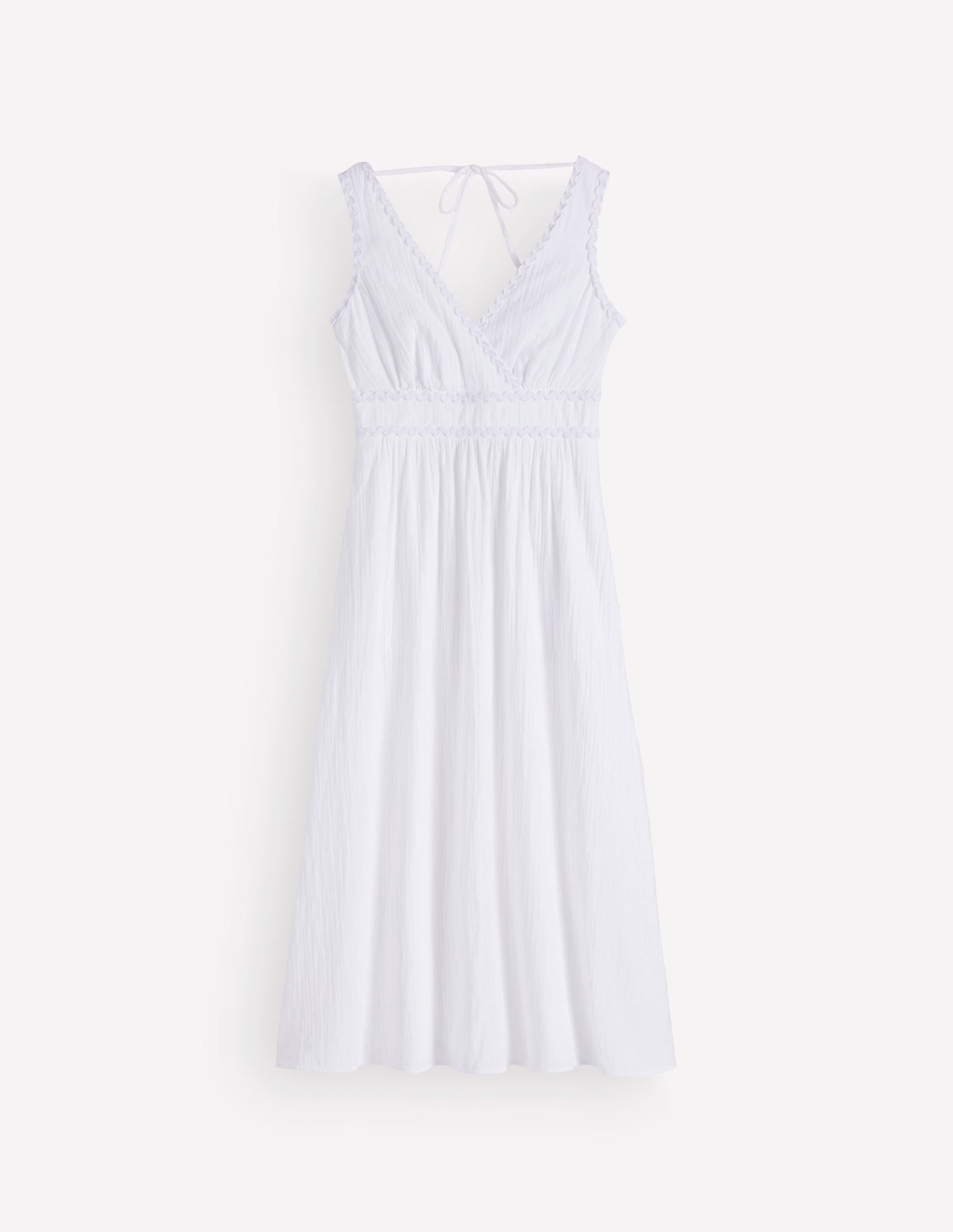 Lorna Trim Double Cloth Dress-White
