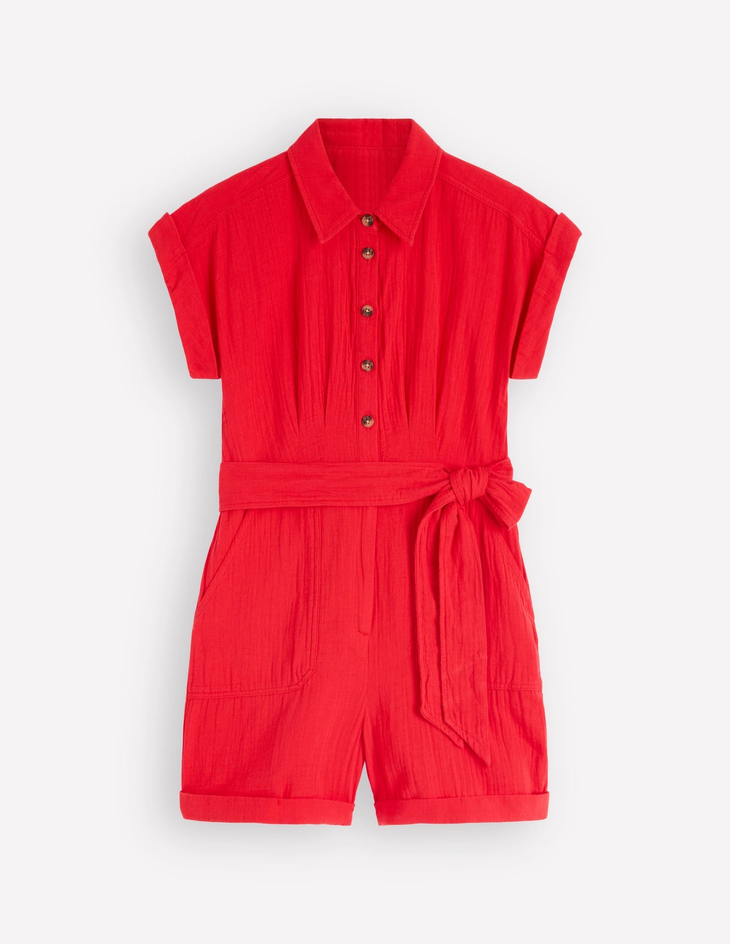 Kay Double Cloth Playsuit-Poppy Red