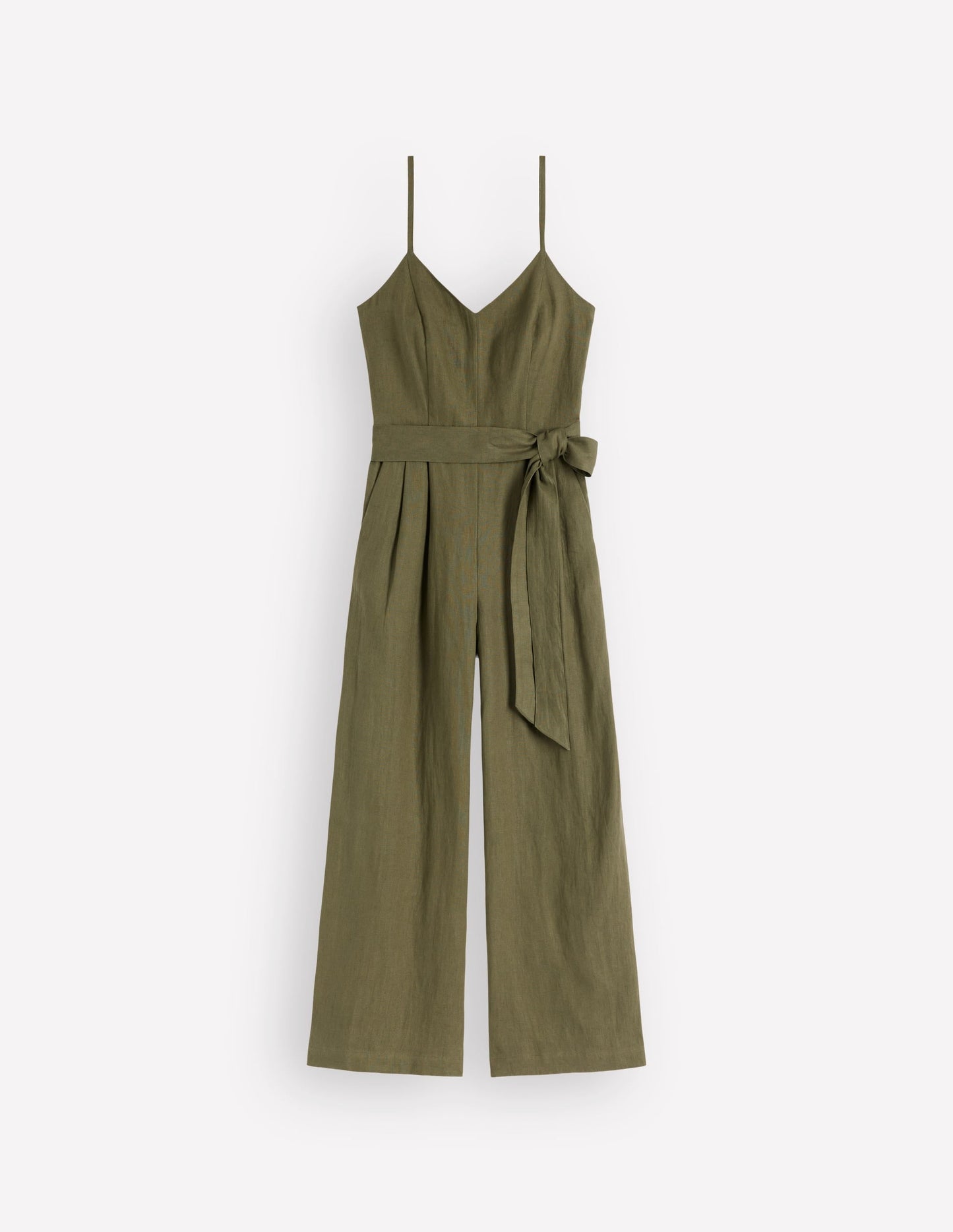Linen Strappy Jumpsuit-Winter Moss