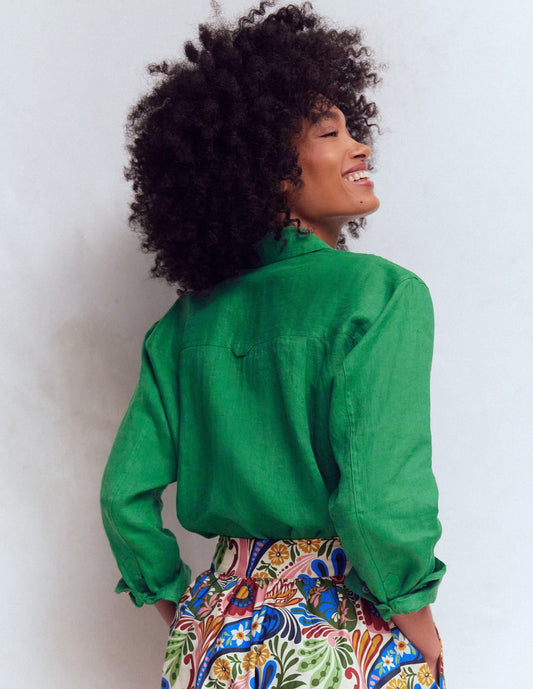 Sadie Relaxed Linen Shirt-Fresh Green