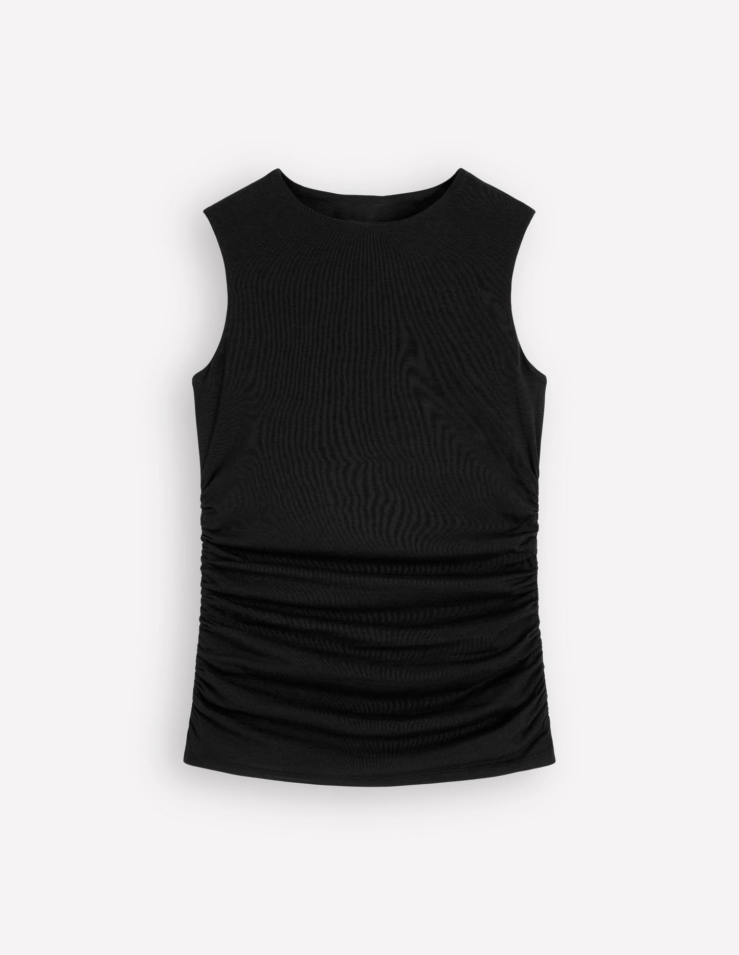 Tia Sleeveless Ruch Jersey Top-Black