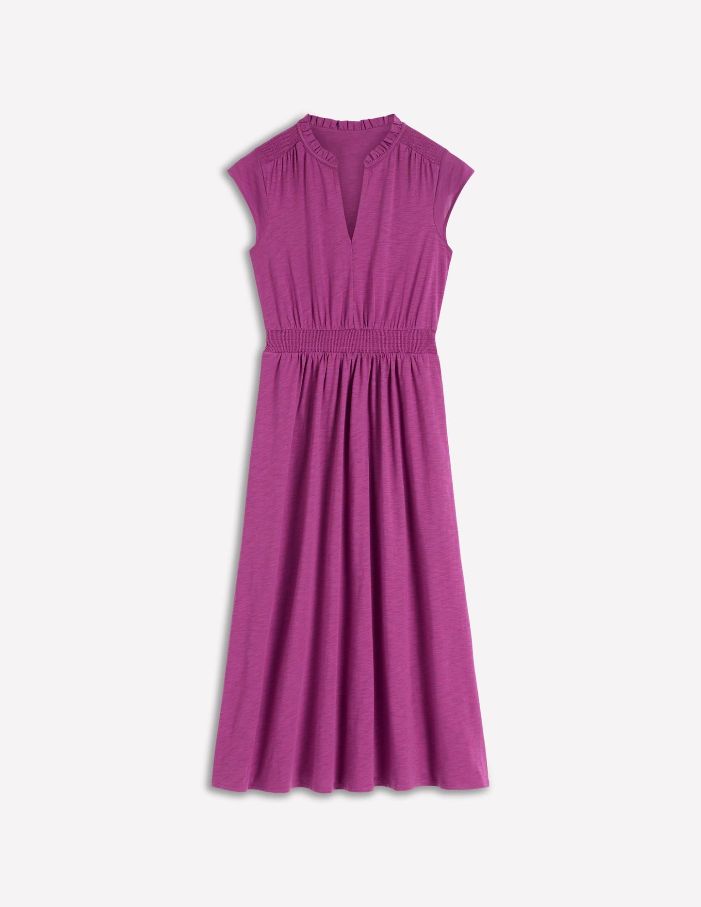 Alba Smocked Jersey Midi Dress-Damson